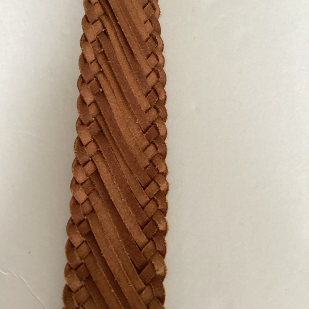 Linea Pelle Belt Small Gold Leather Braided Wide Statement - Picture 5 of 9